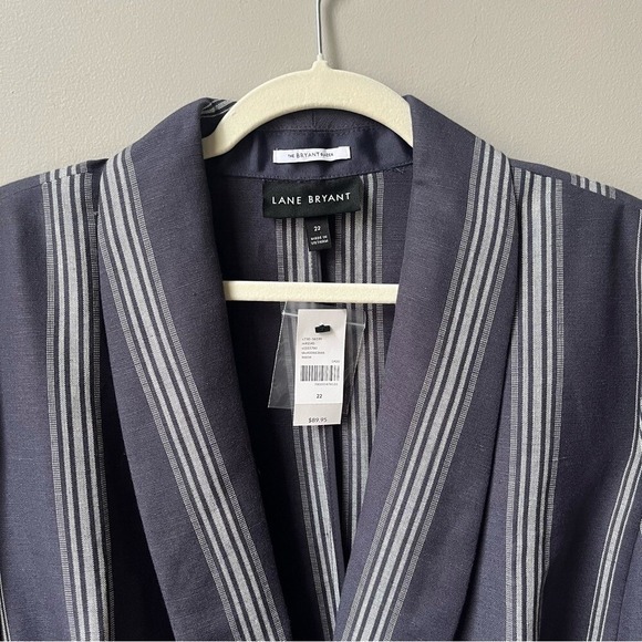 Lane Bryant Bryant Blazer Women's Size 22 New NWT Slate Blue Striped Linen Blend - Picture 5 of 11